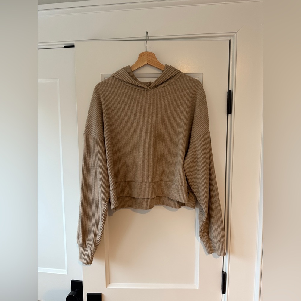Alo Brown Ribbed Hoodie